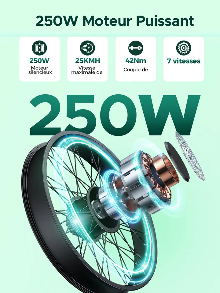 E-Mountainbike 26 Zoll – 250 W, 36 V 13 Ah Akku, MTB-Reifen