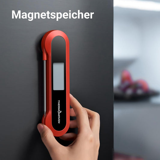 ThermoMaven Digitales Fleischthermometer – 0,5s Sofortanzeige Grillthermometer, ±0,3℃ Genau Thermometer Kochen, IP67 Wasserdicht Thermometer Kochen, NSF Magnetische Küchenthermometer, Braten BBQ Grill